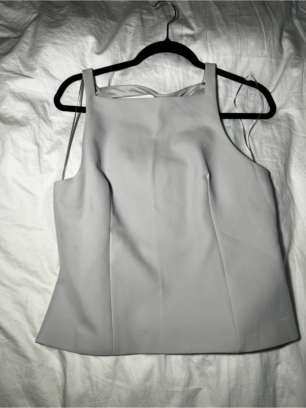 Zara Sleeveless Square-Neck Camisole in Light Gray
